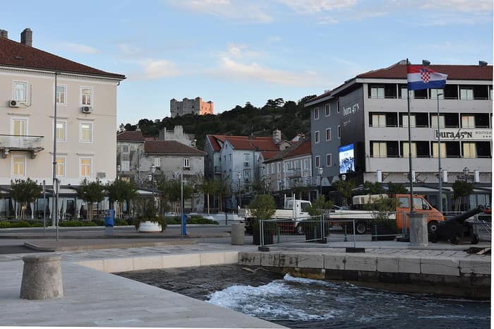View of the town of Senj with Nehaj Fortress on its hill