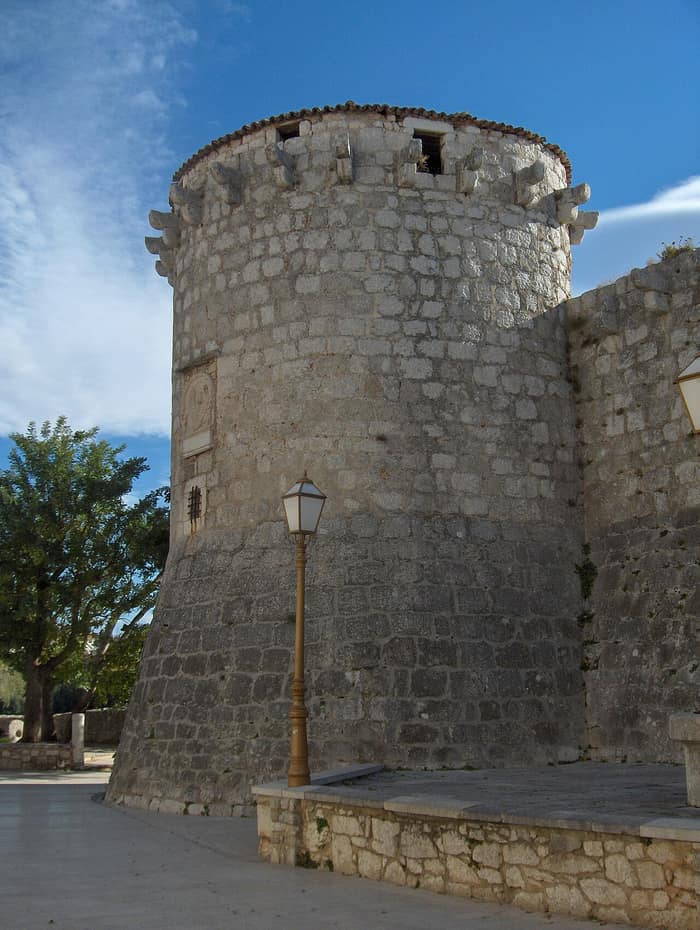 Frankopan Castle in Krk town on the island of Krk, seen from the outside