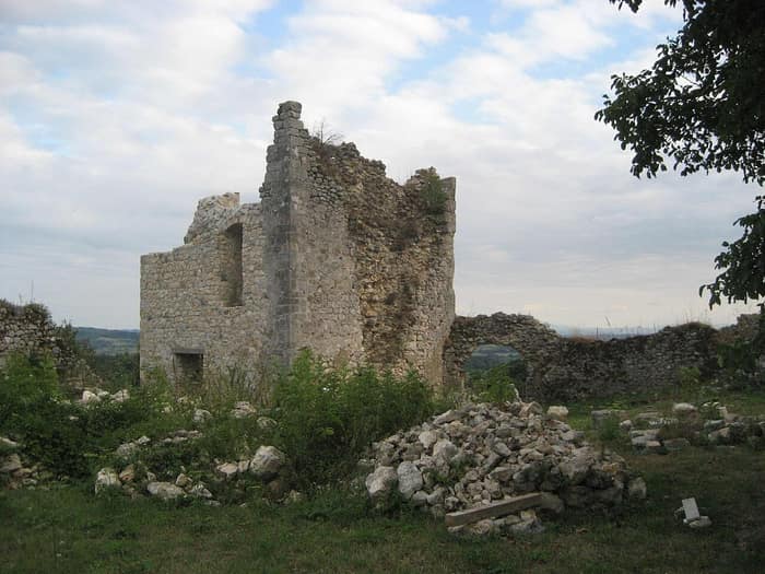 Ruins of Zrin Castle among the woods of Zrinska Gora