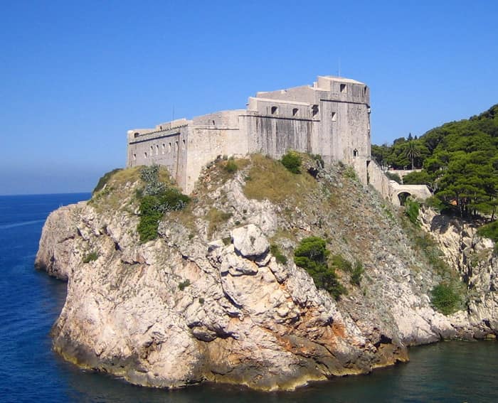 Fort Lovrijenac on its rock outside the western walls of Dubrovnik