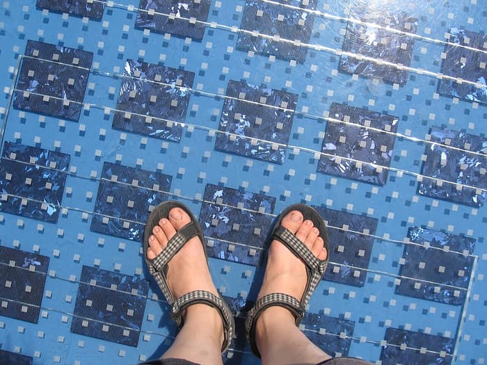 The solar installation beneath the glass plates of the Greeting to the Sun