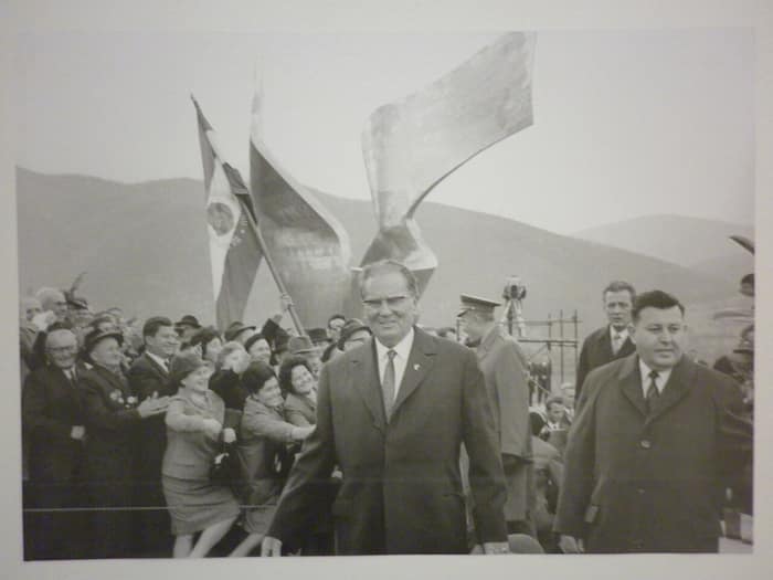 Josip Broz Tito at the opening of the monument near Kamenska