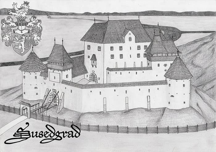 Tentativo di ricostruzione disegnato del castello di Susedgrad