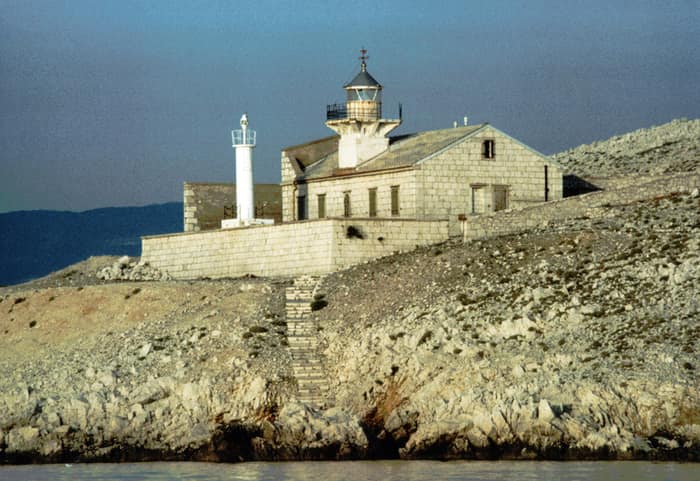Stražica Lighthouse on the northern cape of the island of Prvić, near Krk