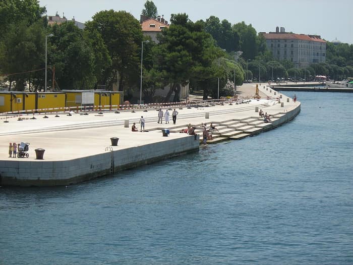 The Sea Organ, the white marble steps that make music with the waves on the Zadar waterfront