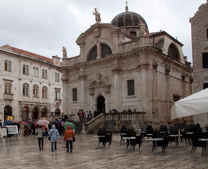 St Blaise's Church in the Old Town of Dubrovnik, with its Baroque façade
